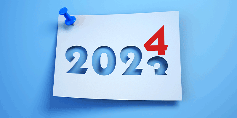 Calendar graphic changing from 2023 to 2024
